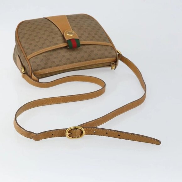 GUCCI Micro GG Supreme Web Sherry Line Bag PVC Beige Gold - Picture 3 of 15